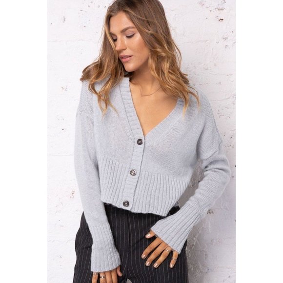 WOODEN SHIPS Beige 3 Button Cropped Cardigan Sweater sz S/M Women's Jumper - Picture 4 of 14